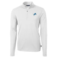 Men's Cutter & Buck White Detroit Lions Virtue Eco Pique Recycled Quarter-Zip Pullover Jacket