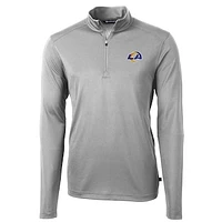Men's Cutter & Buck Gray Los Angeles Rams Virtue Eco Pique Recycled Quarter-Zip Pullover Jacket