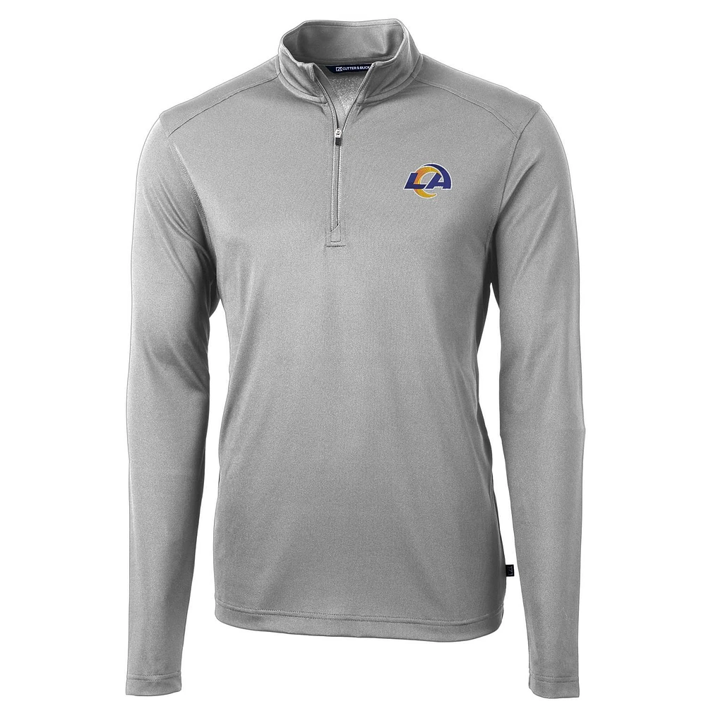 Men's Cutter & Buck Gray Los Angeles Rams Virtue Eco Pique Recycled Quarter-Zip Pullover Jacket