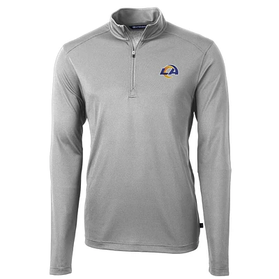 Men's Cutter & Buck Gray Los Angeles Rams Virtue Eco Pique Recycled Quarter-Zip Pullover Jacket