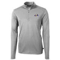 Men's Cutter & Buck Gray Los Angeles Rams Virtue Eco Pique Recycled Quarter-Zip Pullover Jacket