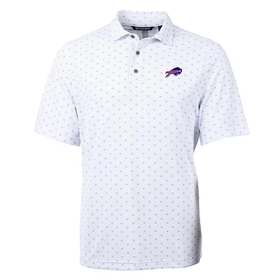 Men's Cutter & Buck White Buffalo Bills Virtue Eco Pique Tile Print Polo
