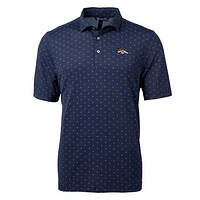 Men's Cutter & Buck Navy Denver Broncos Virtue Eco Pique Tile Print Polo
