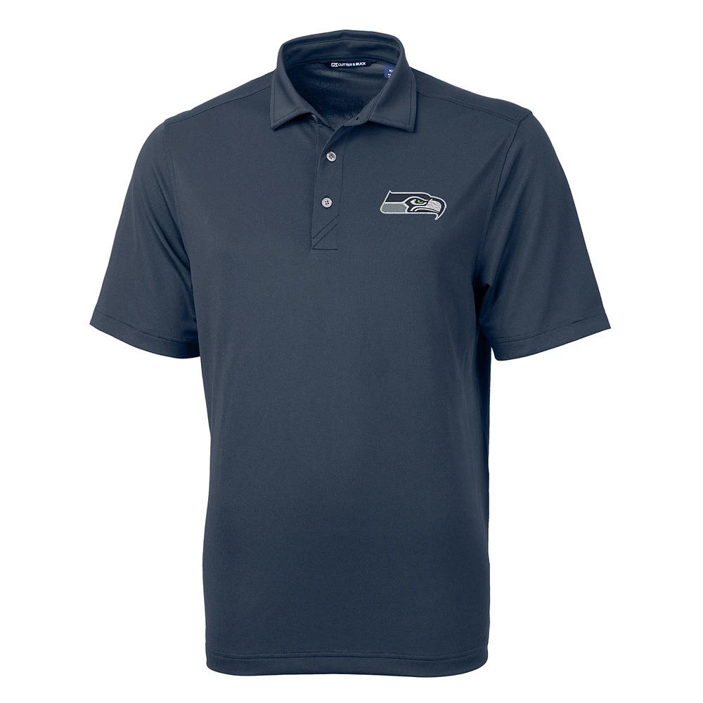 Men's Cutter & Buck College Navy Seattle Seahawks Virtue Eco Pique Recycled Polo