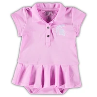 Girls Infant Garb Pink Michigan State Spartans Caroline Cap Sleeve Polo Bodysuit