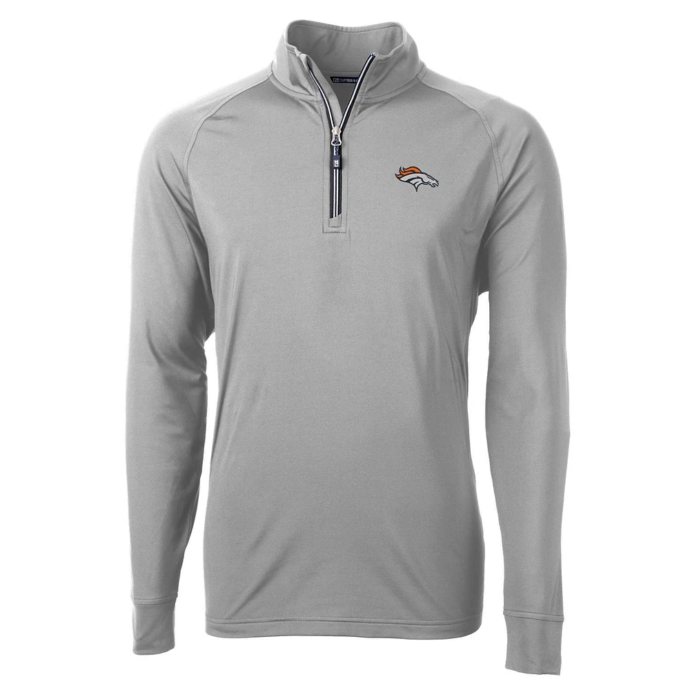 Men's Cutter & Buck Gray Denver Broncos Big Tall Adapt Eco Knit Quarter-Zip Pullover Jacket