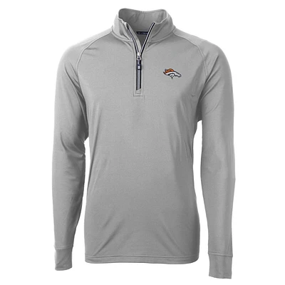 Men's Cutter & Buck Gray Denver Broncos Big Tall Adapt Eco Knit Quarter-Zip Pullover Jacket