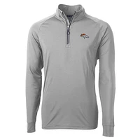 Men's Cutter & Buck Gray Denver Broncos Big Tall Adapt Eco Knit Quarter-Zip Pullover Jacket