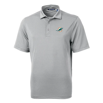 Men's Cutter & Buck Gray Miami Dolphins Big Tall Virtue Eco Pique Recycled Polo