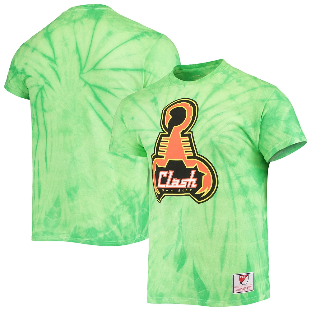 Men's Mitchell & Ness Green San Jose Clash Since '96 Tie-Dye T-Shirt