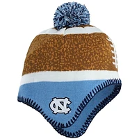 Toddler Brown/Carolina Blue North Carolina Tar Heels Football Head Knit Hat with Pom