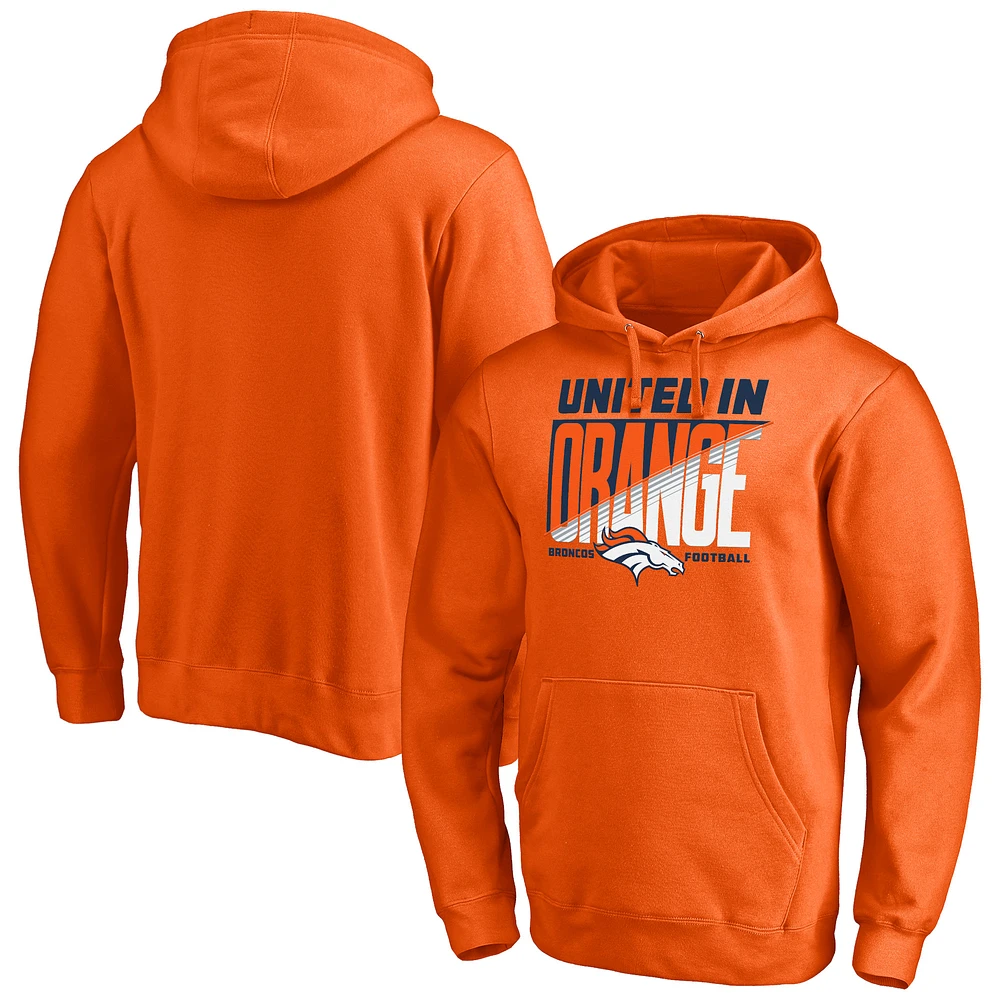 Men's Orange Denver Broncos Hometown Collection United In Orange Logo Fitted Pullover Hoodie