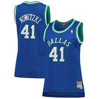 Women's Mitchell & Ness Dirk Nowitzki Blue Dallas Mavericks  Hardwood Classics Swingman Jersey