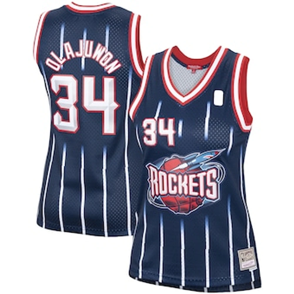 Women's Mitchell & Ness Hakeem Olajuwon Navy Houston Rockets  Hardwood Classics Swingman Jersey