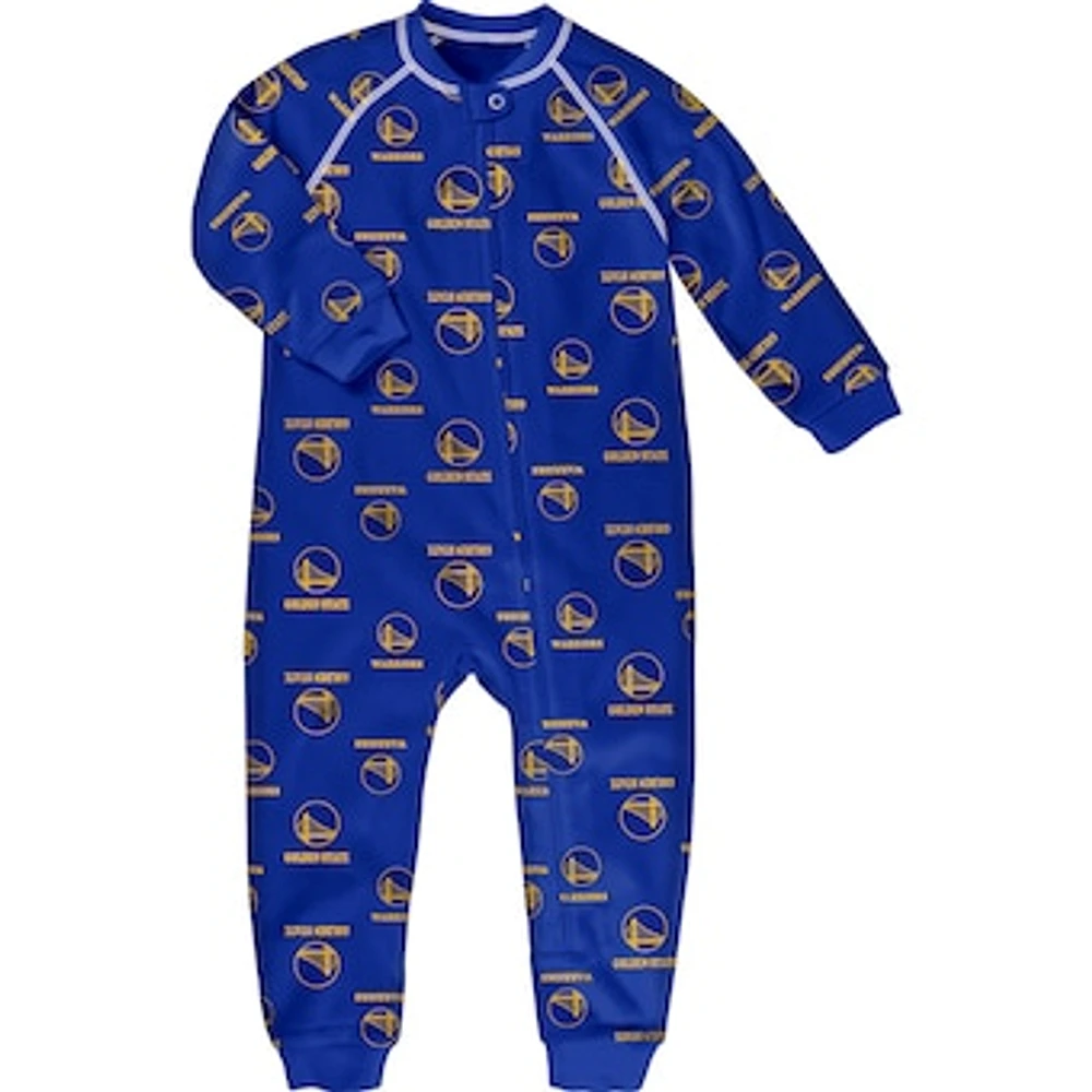 Toddler Royal Golden State Warriors Raglan Full-Zip - Jumper