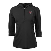 Women's Cutter & Buck Black Tampa Bay Buccaneers Virtue Eco Pique Half-Zip 3/4 Sleeve Pullover Hoodie