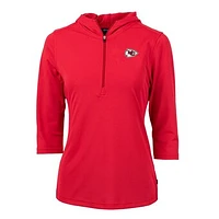 Women's Cutter & Buck Red Kansas City Chiefs Virtue Eco Pique Half-Zip 3/4 Sleeve Pullover Hoodie