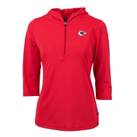 Women's Cutter & Buck Red Kansas City Chiefs Virtue Eco Pique Half-Zip 3/4 Sleeve Pullover Hoodie