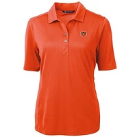 Women's Cutter & Buck Orange Cincinnati Bengals Virtue Eco Pique Recycled Polo