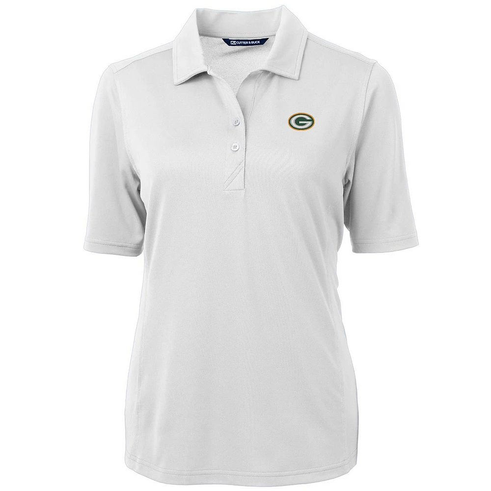 Women's Cutter & Buck White Green Bay Packers Virtue Eco Pique Recycled Polo