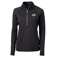 Women's Cutter & Buck Black Los Angeles Rams Adapt Eco Knit Half-Zip Pullover Jacket