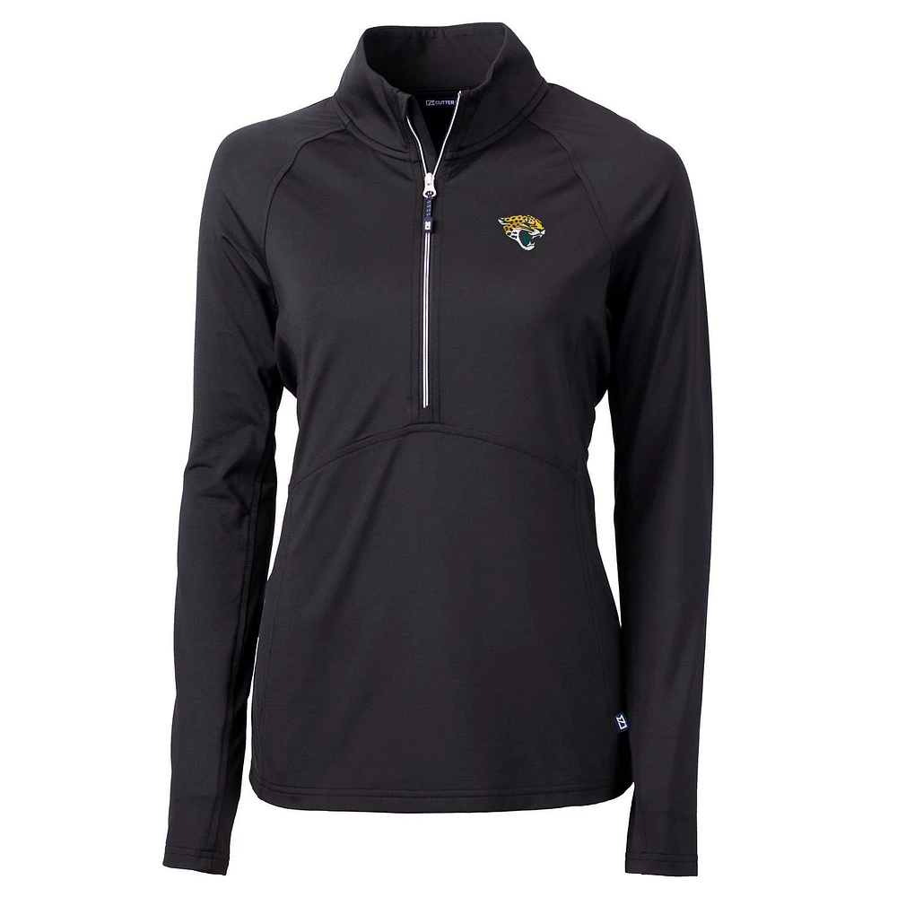 Women's Cutter & Buck Black Jacksonville Jaguars Adapt Eco Knit Half-Zip Pullover Jacket