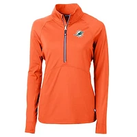 Women's Cutter & Buck Orange Miami Dolphins Adapt Eco Knit Half-Zip Pullover Jacket