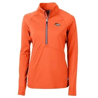 Women's Cutter & Buck Orange Denver Broncos Adapt Eco Knit Half-Zip Pullover Jacket