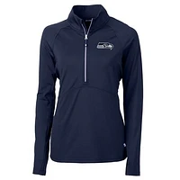 Women's Cutter & Buck College Navy Seattle Seahawks Adapt Eco Knit Half-Zip Pullover Jacket