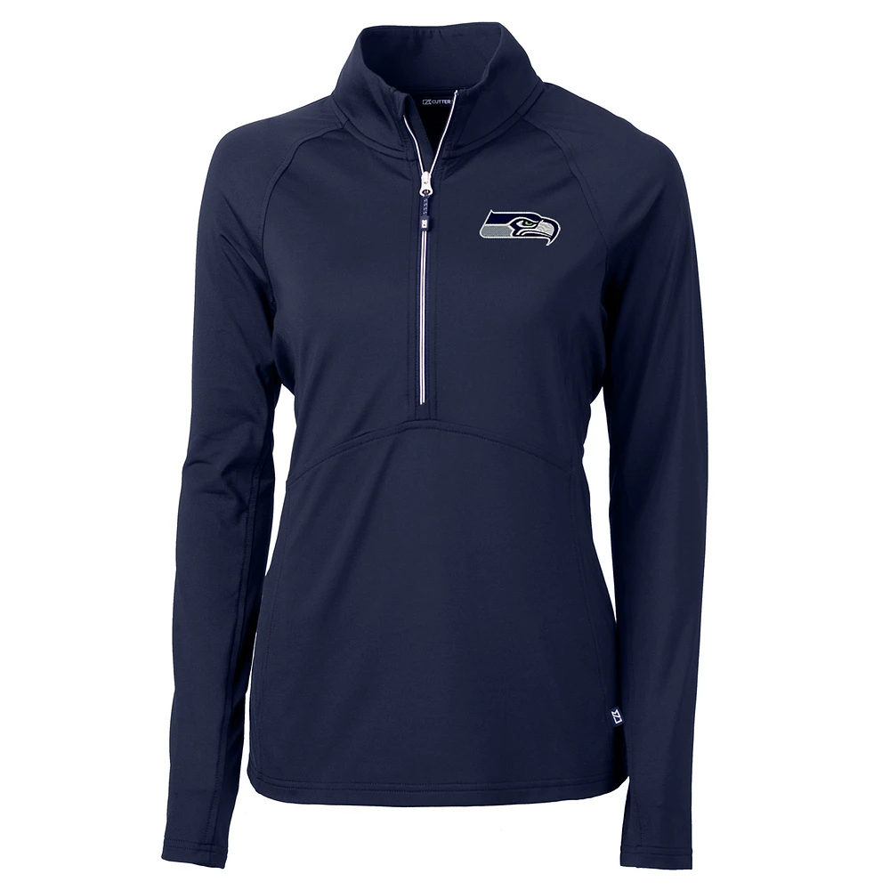 Women's Cutter & Buck College Navy Seattle Seahawks Adapt Eco Knit Half-Zip Pullover Jacket