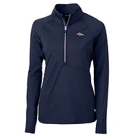 Women's Cutter & Buck Navy Denver Broncos Adapt Eco Knit Half-Zip Pullover Jacket