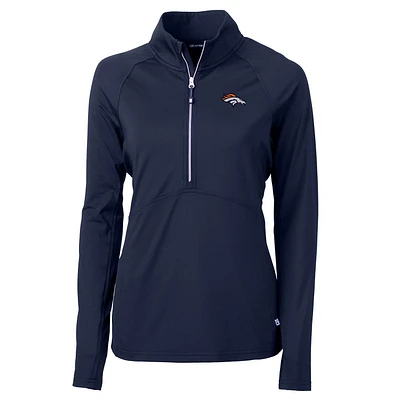Women's Cutter & Buck Navy Denver Broncos Adapt Eco Knit Half-Zip Pullover Jacket