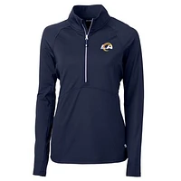 Women's Cutter & Buck Navy Los Angeles Rams Adapt Eco Knit Half-Zip Pullover Jacket