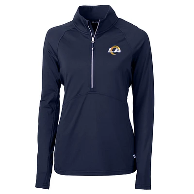 Women's Cutter & Buck Navy Los Angeles Rams Adapt Eco Knit Half-Zip Pullover Jacket