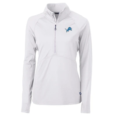 Women's Cutter & Buck White Detroit Lions Adapt Eco Knit Half-Zip Pullover Jacket