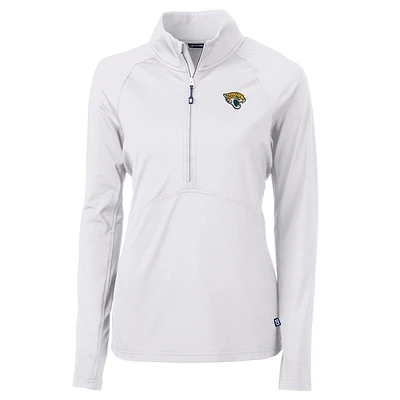 Women's Cutter & Buck White Jacksonville Jaguars Adapt Eco Knit Half-Zip Pullover Jacket