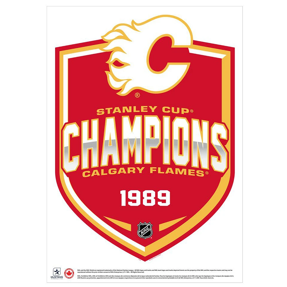 Calgary Flames 1989 Stanley Cup Champions - 16'' x 22'' Repositionable Shield Decal