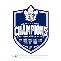 Toronto Maple Leafs 13-Time Stanley Cup Champions - 16'' x 22'' Repositionable Shield Decal