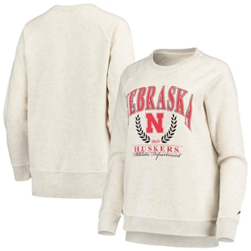 Women's League Collegiate Wear Oatmeal Nebraska Huskers Academy Raglan Pullover Sweatshirt