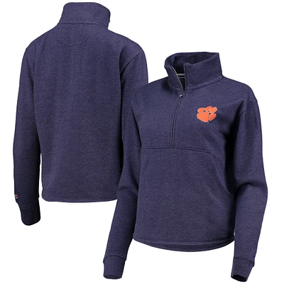 Women's League Collegiate Wear Heathered Purple Clemson Tigers Victory Springs Tri-Blend Half-Zip Sweatshirt