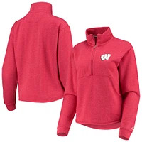 Women's League Collegiate Wear Heathered Red Wisconsin Badgers Victory Springs Half-Zip Sweatshirt