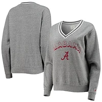 Women's League Collegiate Wear Heathered Gray Alabama Crimson Tide Victory Springs Tri-Blend V-Neck Pullover Sweatshirt