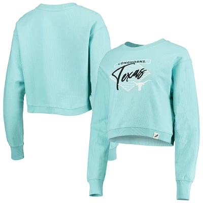 Women's League Collegiate Wear Light Blue Texas Longhorns Corded Timber Crop Pullover Sweatshirt