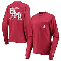 Women's League Collegiate Wear Crimson Alabama Crimson Tide Pocket Oversized Long Sleeve T-Shirt