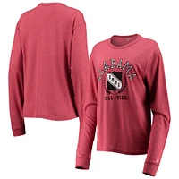 Women's League Collegiate Wear Heathered Crimson Alabama Tide Seal Victory Falls Oversized Tri-Blend Long Sleeve T-Shirt