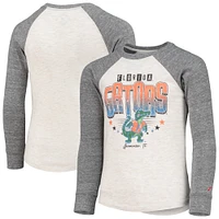 Youth League Collegiate Wear Heathered Gray Florida Gators Baseball Tri-Blend Raglan Long Sleeve T-Shirt