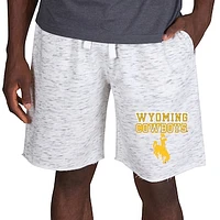 Men's Concepts Sport White/Charcoal Wyoming Cowboys Alley Fleece Shorts