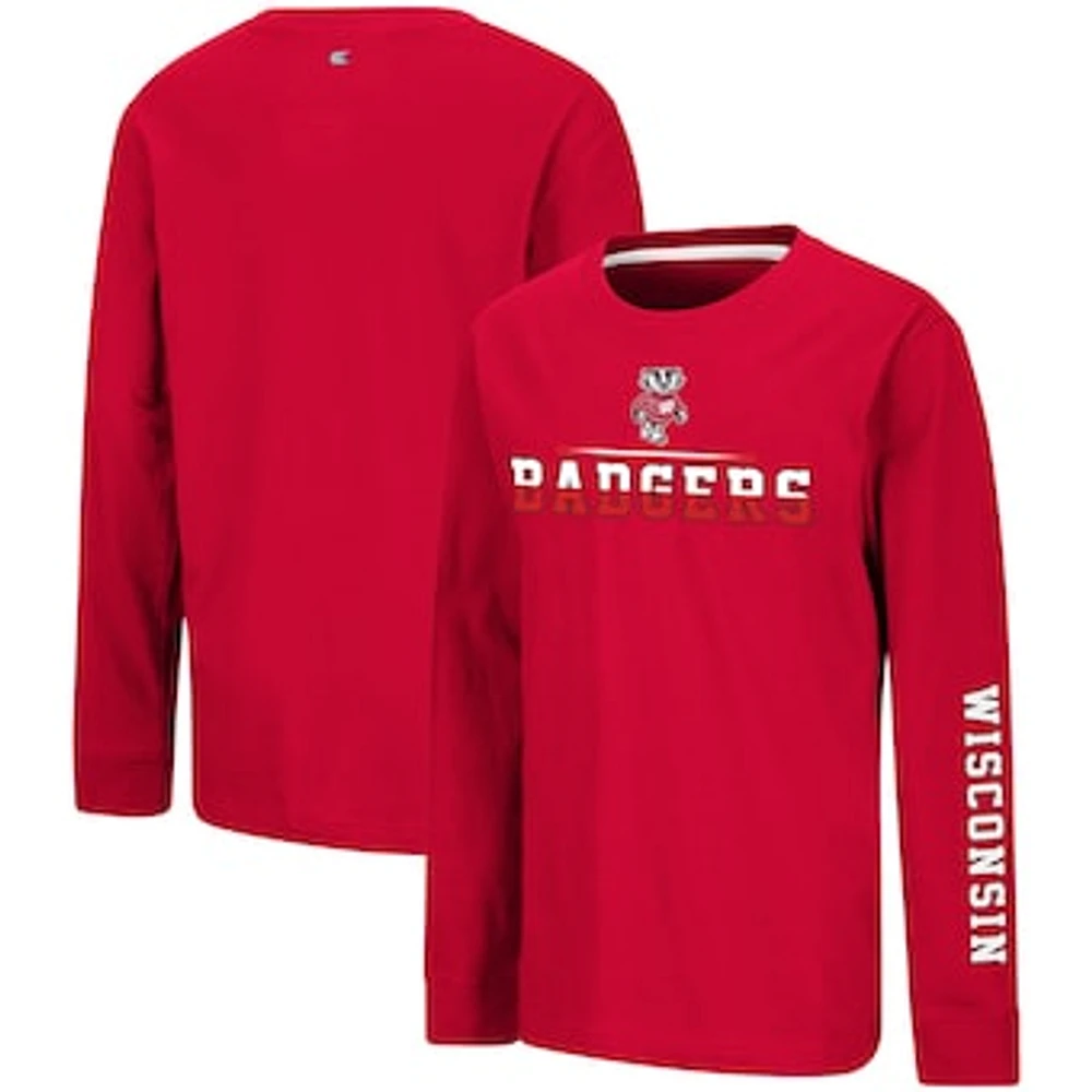 Youth Colosseum Red Wisconsin Badgers Two-Hit Long Sleeve T-Shirt