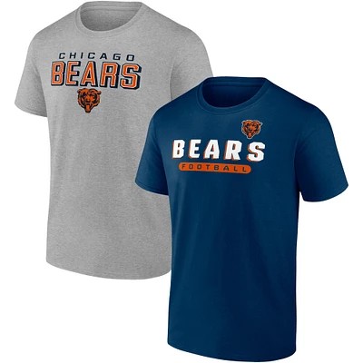 Men's Fanatics Navy/Heathered Gray Chicago Bears T-Shirt Combo Pack