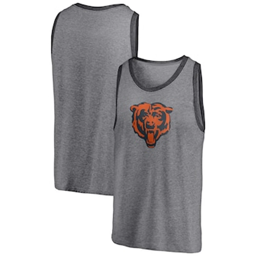 Men's Fanatics Heathered Gray/Heathered Charcoal Chicago Bears Famous Tri-Blend Tank Top